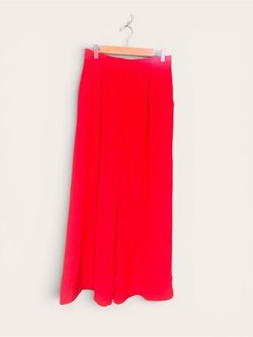 Tronjori High Waisted Palazzo Pants Wide Leg Pleated Trousers Red
